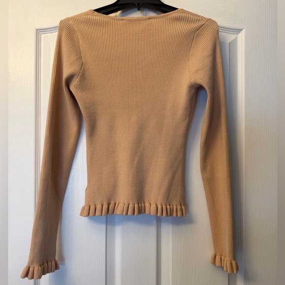 Altar'd State Ribbed Button-Front Cardigan in Camel - Picture 3 of 5